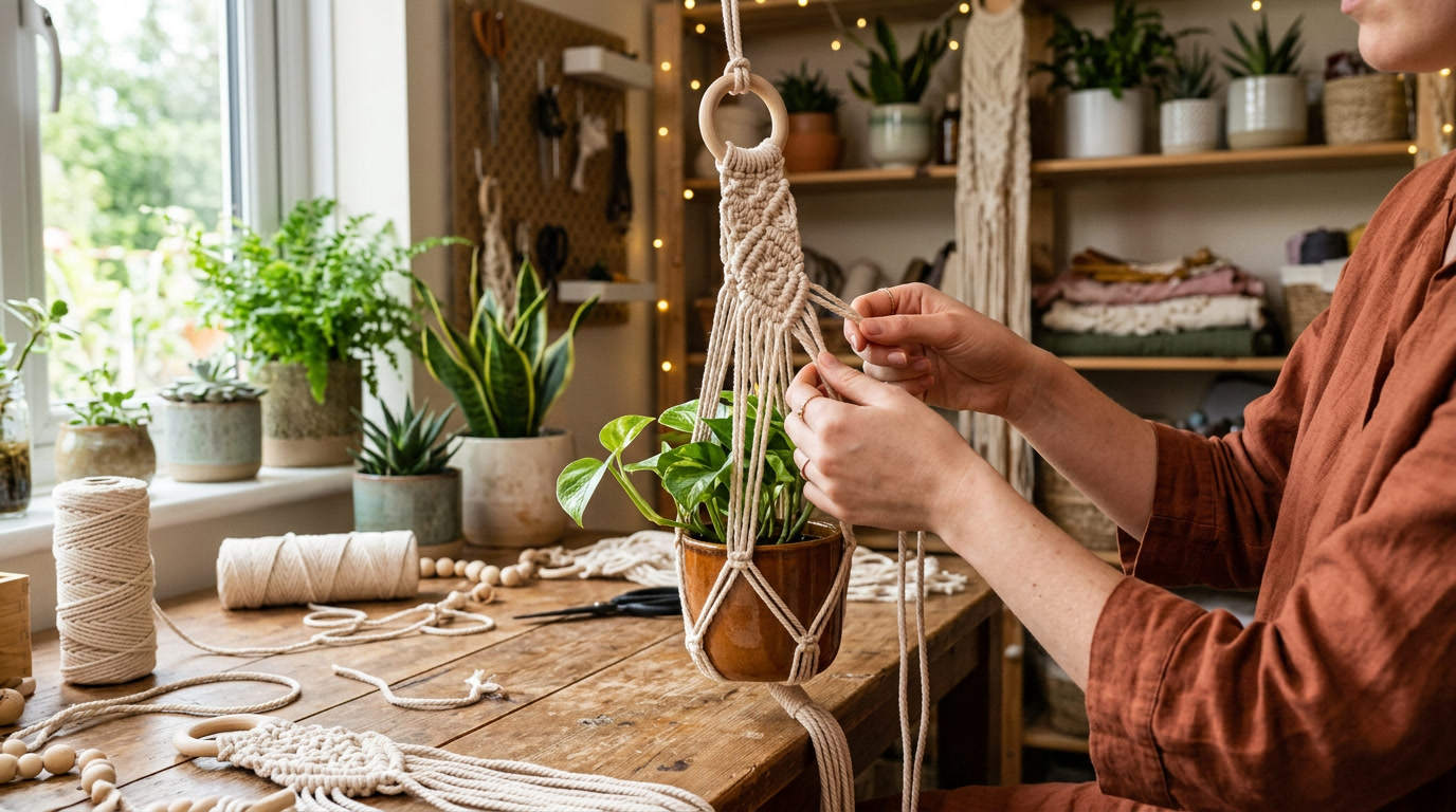 Tutorial Membuat Kerajinan Macrame Gantungan Pot untuk Pemula